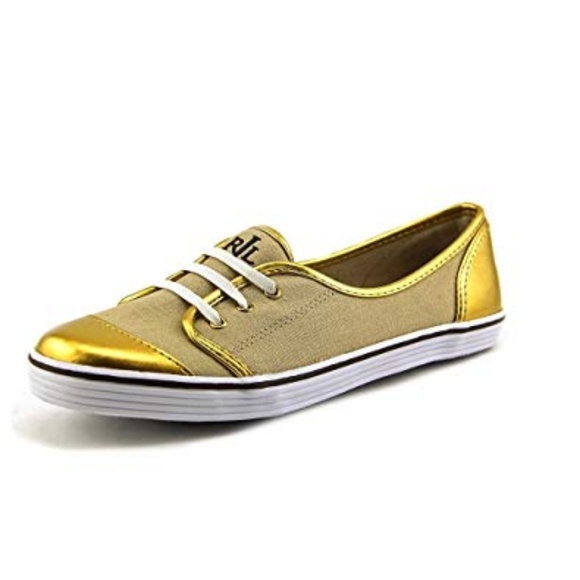Ralph Lauren Shoes - Lauren Ralph Lauren Estella Gold Sneakers Size 7.5